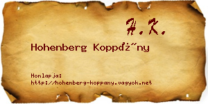 Hohenberg Koppány névjegykártya